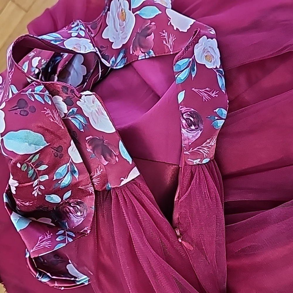 NWT Lovely Wine Floral Lucinda Gown - Just Couture - Picture 5 of 9